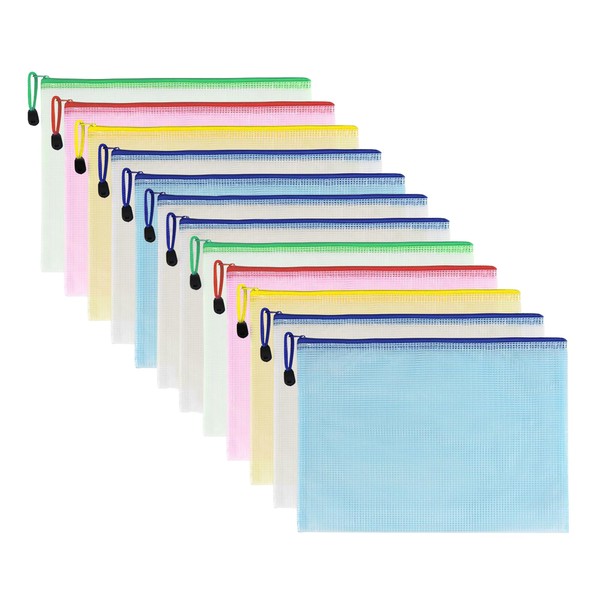 Taiyeestar Pack of 12 A4 Document Wallets, Colourful Waterproof Document