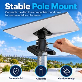 Starlink Gen 3 Mounting Adapter for Standard Dish – Black Dish Mount Bracket for Roof and Pole Installation Setups