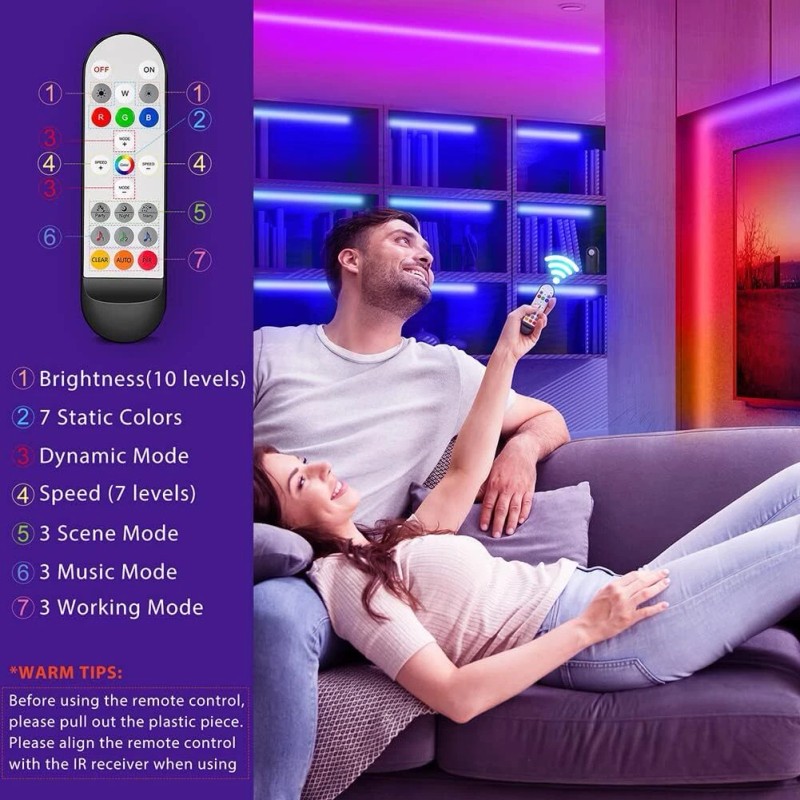 Wefomey 10Ft Rgb Led String Light Kit With Motion Sensor