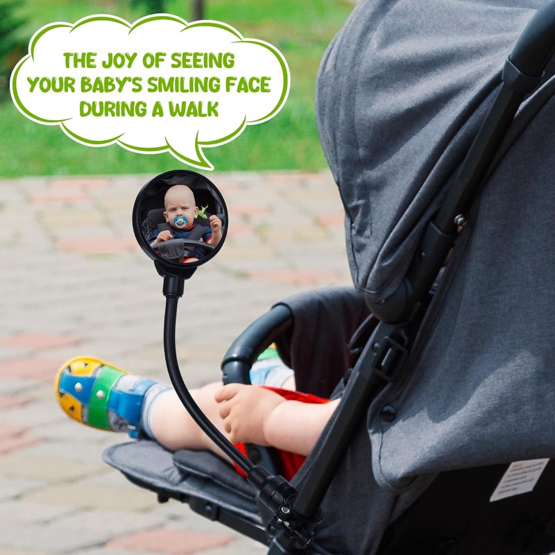 Stroller Mirror, Stroller Accessories Easily Attaches to Most Strollers for