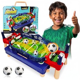 PowerKing Mesas de Futbolín con Caja Protable, Mini Juego de Futbolín de Mesa Juegos Deportivos de Competición, Juegos de Tirachinas de Mesa Juguetes para una Noche de Juegos Familiar Divertida
