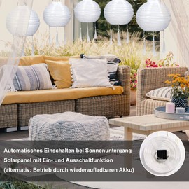 OVITEC Solar Lantern Boho Style White | Party Decoration | Vintage Style | Lanterns Outdoor Weatherproof | Fairy Lights for Garden or Balcony Decoration | Diameter Approx. 20 cm | Weatherproof with