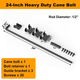 24" Cane Bolt for Gates, Heavy Duty Gate Drop Rod 1 Pack