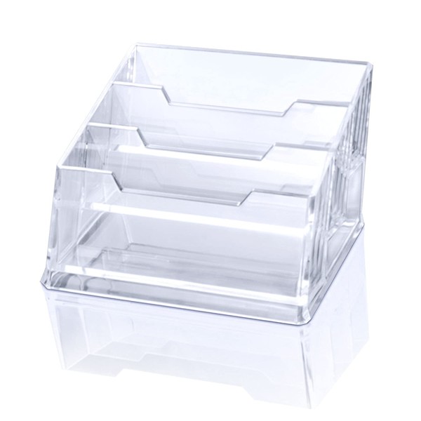 Arrowfield Business Card Stand, Business Card Stand (2 or 3 Tiers / Clear Color), Business Card Holder [Holds Approximately 60 Cards in 1 Tier!] Business Card Holder, Large Capacity, Desktop, Office,