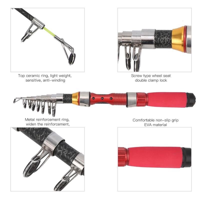 1.9m Portable Rotary Fishing Pole Outdoor Fiberglass Telescopic Casting Fishing