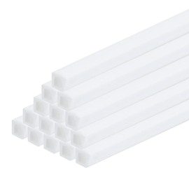 sourcing map 15pcs Plastic Model Tube ABS Square Tube 2x2x250mm White Easy Processing for Architectural Model Making DIY