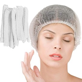 CocoAtlas Disposable Bouffant Caps, 21 inch Hair Nets, 100 Pack, White