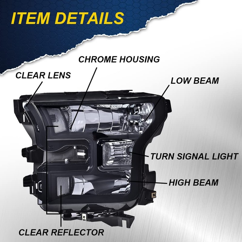 G-PLUS Headlights Assembly, Compatible with 2015 2016 2017 Ford F150