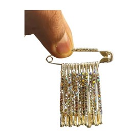 Kàllos 12-Piece Silver Safety Pins with Faux Crystal - Diamonds Designer Safety pin Saree pin - Saftey Pins for Clothing and Crafts. (Silver)