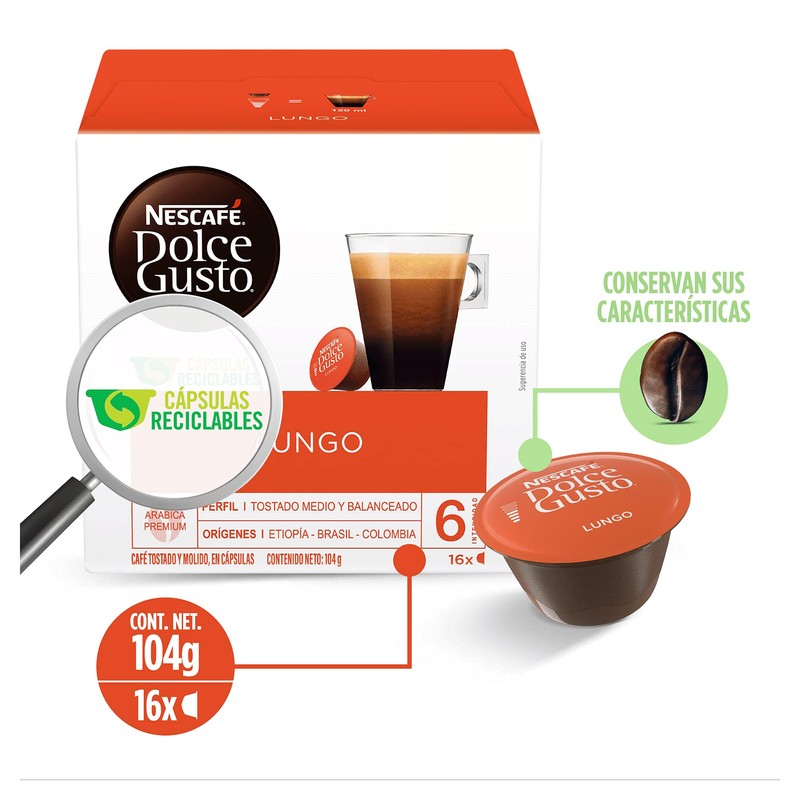 NESCAFÉ Dolce Gusto Coffee Capsules Café Lungo 48 Single Serve