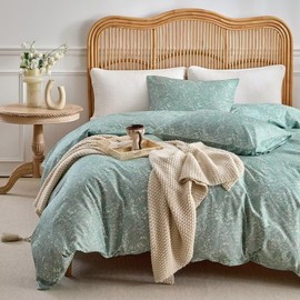 MKXI Vintage Style Comforter Set Twin XL Wildflower Comforter Set Floral Bedding Set Green Floral Duvet Comforter Twin Size Bed Set Soft Reversible Design Farmhouse Comforter