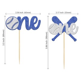 24 piezas de decoración para magdalenas de béisbol con purpurina para primer cumpleaños con temática de béisbol para niños, suministros de decoración de pasteles