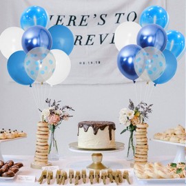 30 Pcs Blue Balloons, Blue Balloons Set with Marble Balloons 12 Inch Agate Blue Birthday Party Balloons for Baby Shower Dino Jungle Birthday Party Decorations Supplies…