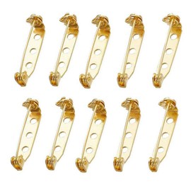 120 Pieces Metal Brooch Bar Pins Brooch Pin Backs Safety Pins Bar Pins Three Holes 25mm Gold Tone Use for Name Badge Sewing Craft Jewelry Making Sewing Fabric Making Corsage