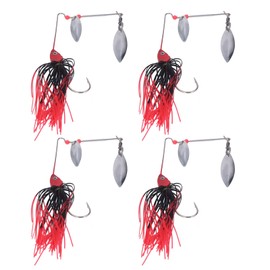 4pcs Fishing Rotating Sequin Aluminum Alloy Composite Beard Lures for Offshore Angling Red