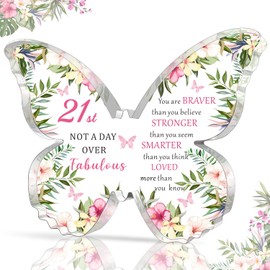 HULALA 21st Birthday Gifts For Her Daughter Granddaughter Sister Best Friend Butterfly Acrylic Plaque 21st Birthday Keepsake Presents You Are Braver Than You Think Gift