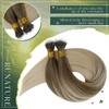 RUNATURE Nano Bead Hair Extensions Human Hair, Ombre Balayage Nano