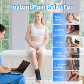 ONLYCARE Ankle Ice Pack Wrap for Swelling, Upgraded Gel Ice Pack Reusable, Hot Cold Therapy, Cold Pack for Sprained Ankle Injuries, Achilles Tendonitis, Plantar Fasciitis, Blue