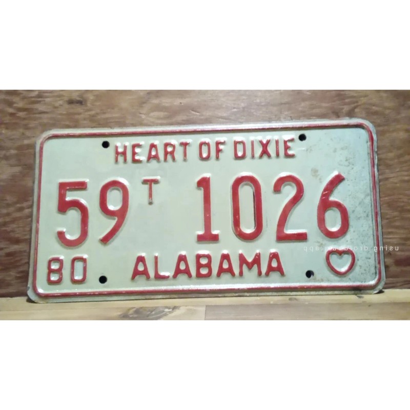 Vintage 1980 ALABAMA License Plate Antique Car Tag