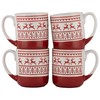 10 Strawberry Street Embossed Reindeer Mug, Set of 4 (Red),