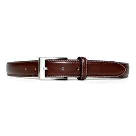 KIETH Men's Shrink Leather Double Stitched Belt, Genuine Leather, Dark Brown, 1.2 inches (30 mm), Adjustable Size, Made in Japan, dark brown