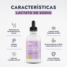 Hebbe - Lactato de Sodio Hidratante Natural para Cosméticos, 120 g