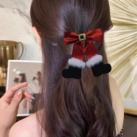 Christmas Hair Accessories Rhinestone Bow Hair Clips Red Glitter Bow Tie for Girls Women Xmas Christmas Bows for Hair Barrettes for Fine Thick Hair Decor for Women Daughter Christmas Gifts for Wife