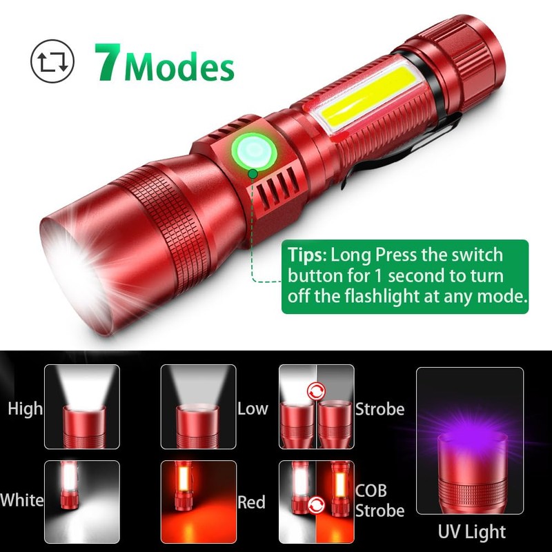 AdamStar Black Light Flashlights, 3-in-1 UV Flashlight with Clip, Magnetic