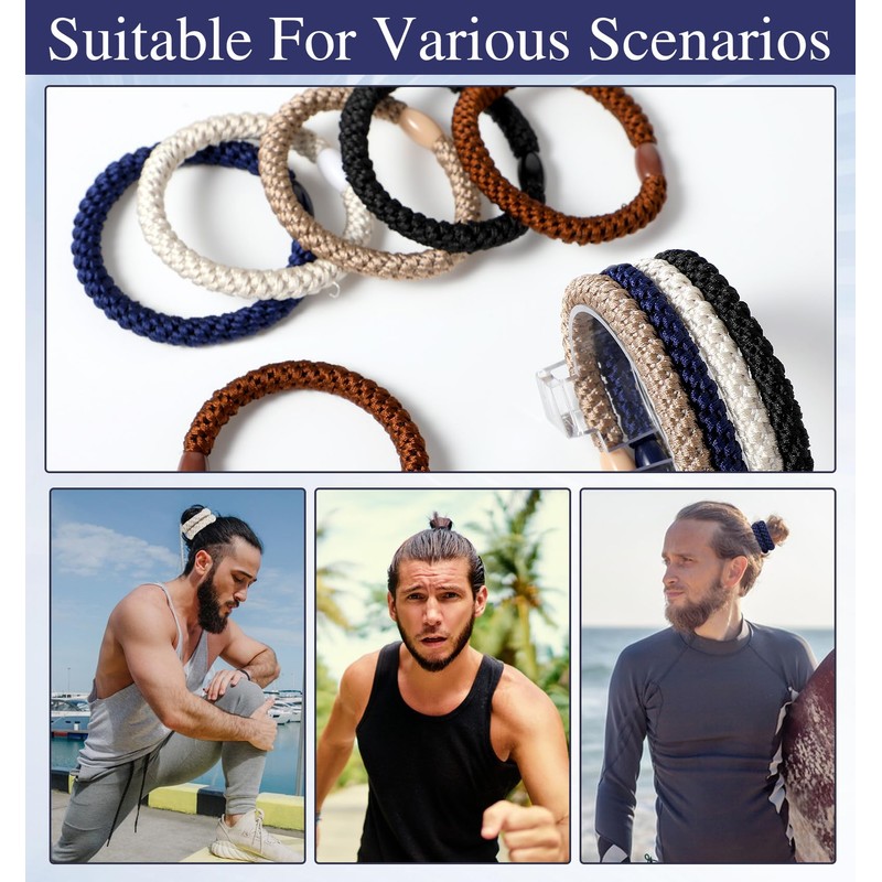 Men's Hair Ties, 10 Pack Men Bracelet Braided Hair Ties