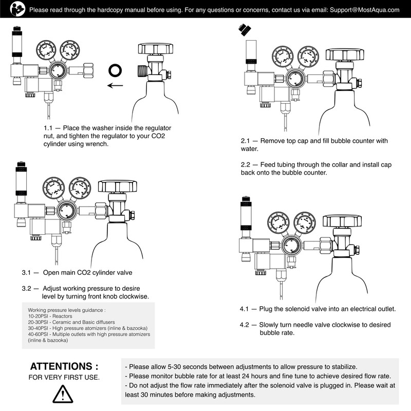 MostAqua Aquarium Dual Stage Co2 Regulator, Pro-Master Series, Co2 System