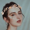 LIFKOME ブライダルパールフラワーヘッドバンドウェディング ビーズヘッドピースヘアアクセサリー用装飾パーティージュエリー（ゴールデン/シルバー）