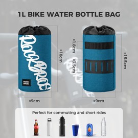ROCKBROS Bicycle Drink Holder Without Screws, Pouch Bag Bikepacking Easy Mounting on Handlebar or Saddle, 1L, Bicycle Pouch Drink Bottle Holder for MTB, Road, Kids and E-bike