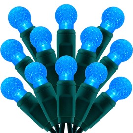 SWEET SHINE 100 Blue Raspberry One-Piece LED Christmas Lights, 33 ft Green Cord High Waterproof UL Certified G12 Outdoor String Lights (Blue)