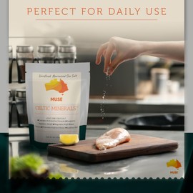Generic Muse Celtic Minerals Salt Coarse French Grey salt subtitute pure unrefined Hand Harvested 0.5 pound Contains 82 minerals (Pack of 3 resealable)