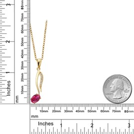 Gem Stone King 18K Yellow Gold Plated Silver Music Eighth Note Pendant Necklace | 6X4MM Oval Gemstone Birthstone | With 18 Inch Chain | Designed By Keren Hanan