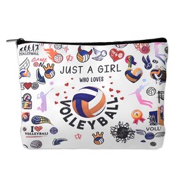 Volleyball Makeup Cosmetic Bag for Women Volleyball Stuff Accessories Daughter Friend Birthday Christmas Gifts for Sister Sports Cosmetic Travel Pouch Purse Travel Toiletry Pouch with Zipper