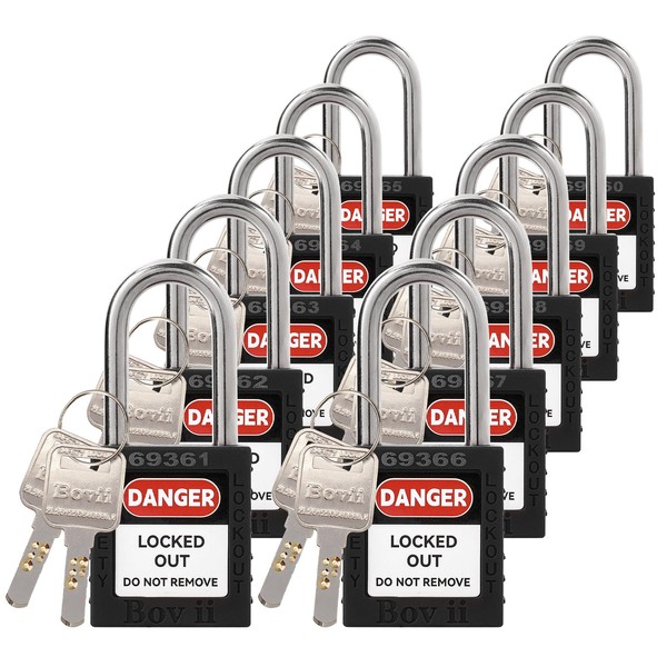 Boviisky Lockout Tagout Locks Sets, 10 Black Lockout Tagout Safety