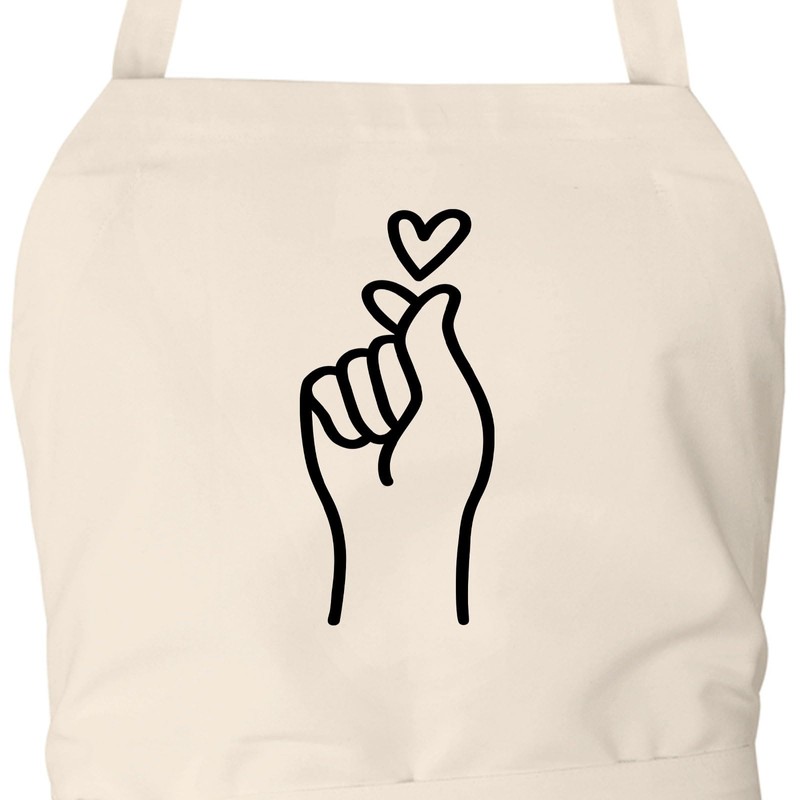 huuraa Apron K-Pop Finger Heart Gift Apron Cooking Apron Cotton