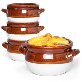 Vumdua French Onion Soup Bowls, 16 Oz Soup Bowls with Handles Ceramic Soup Crocks for Chilli, Cereal, Cereal, Pot Pies - French Onion Soup Crocks, Oven, Broil & Dishwasher Safe, Multicolor, Set of 4