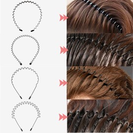 Powmag Headband Hair Accessories Women's Hair Band Men Hair Bands Wavy Hair Band Black Hairstyle Aid Multipurpose Unisex Black Non-Slip Wave Hair Band Elastic Hair Band