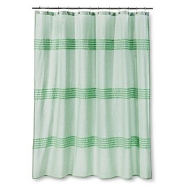 Threshold Seersucker Green Pleated Shower Curtain (Cotton - 72 x 72) by Threshold