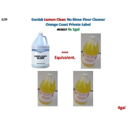 Genlabs Genlab Lemon Clean No Rinse Floor Cleaner 4x1 gal - Orange Coast private Label