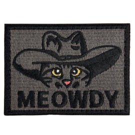 Funny Hook and Loop Embroidered Cat Morale Patch | 2.2" x 3" Meowdy Cowboy Cat Cute Animal DIY Meme Tactical Morale Patches for Backpacks, Military Uniforms, Army Vests, Jackets, Jeans, Hats, Helmets