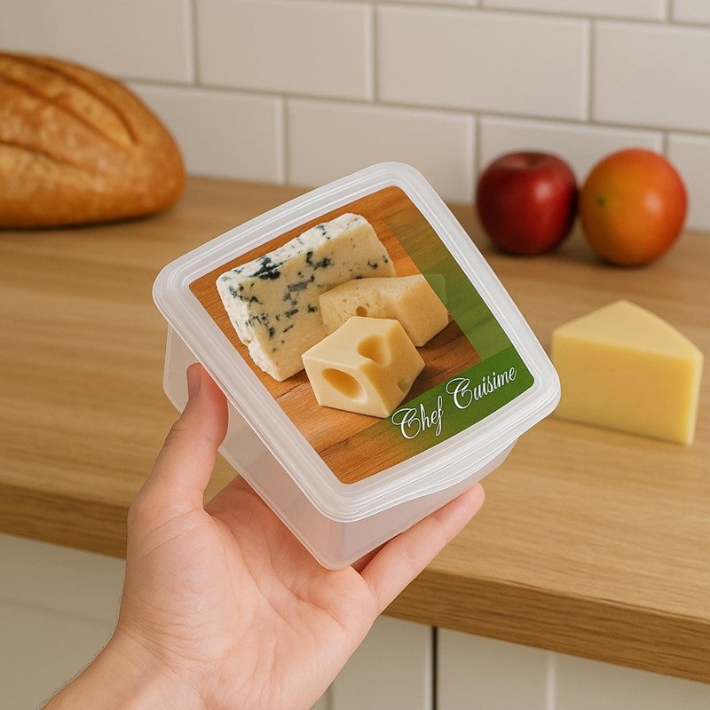 Mypicompany. Set of 2 Cheese Containers - Clear Plastic Food
