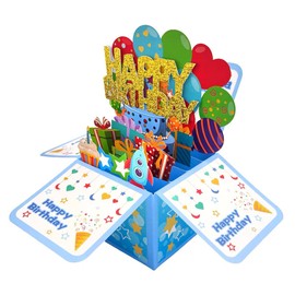 SYTHAK Happy Birthday Card,3D Greeting Birthday Card, Pop Up Card Congratulation Card for Birthday Card, Best Birthday for Husband Wife Mother Father Children Boys Girls