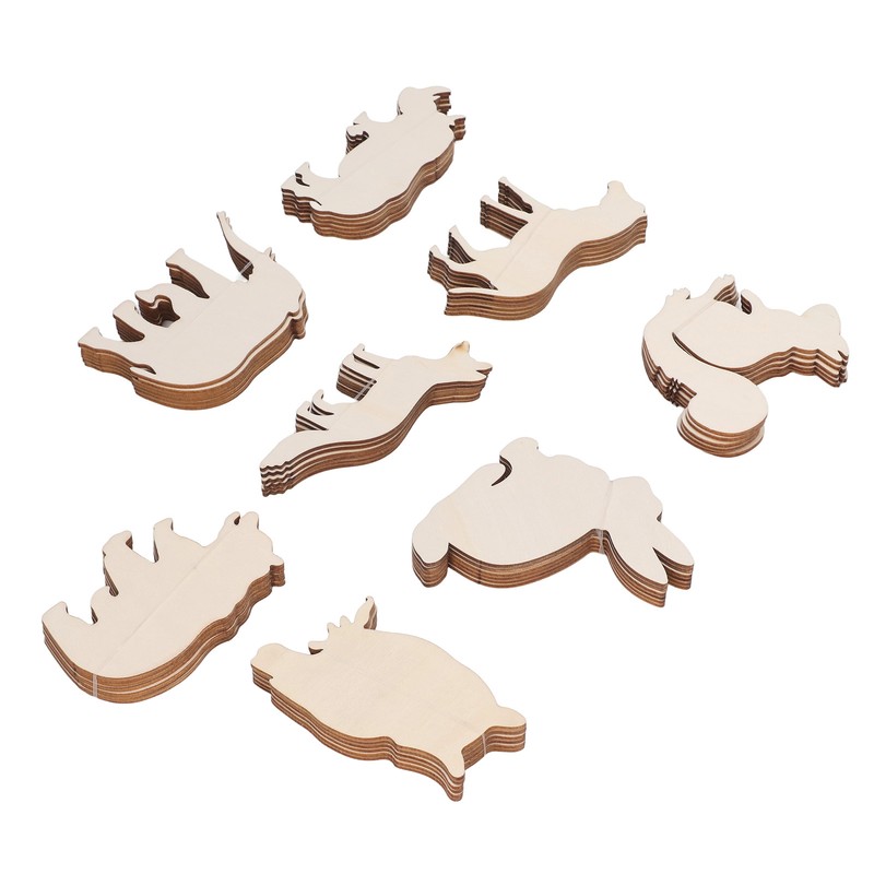 48PCS Animal Wooden Slice DIY Wood Ornaments Blank Decoration Shaped