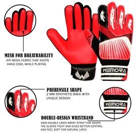 WEMORA Soccer Goalie Gloves for Kids Youth Junior Boys 4mm Anti Slip Latex Palm Grips Football Goalkeeper Gloves