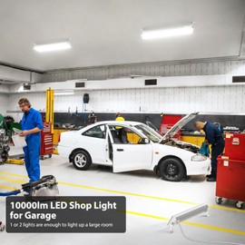Onforu LED Shop Lights for Workshop,90W 10000lm LED Work Lights for Garage, 6500K Daylight White Ultra Bright Plug in Outdoor Light,2Pack IP66 Waterproof Lighting for Warehouses