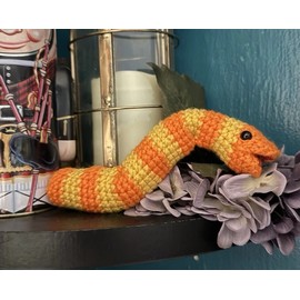 Handmade Slimey The Worm Sesame Street Inspired Crochet Handmade Stuffed Animal