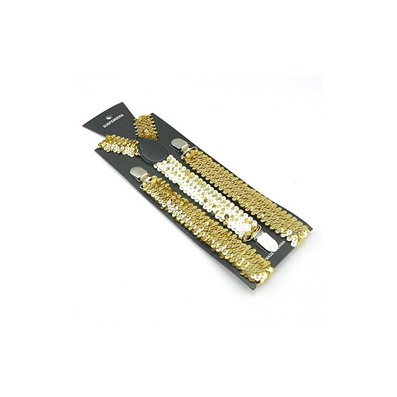 Cadoline Gold Mens Sequin Polyester Fancy Dress Suspenders 100 x